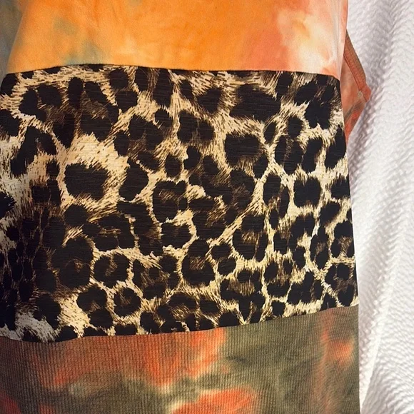 Multicolor Tie-Dye Leopard Print Women's Tank Top - Picture 2 of 5